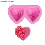 Heart-shaped Rose Silicone Baking Mold Fondant Cake Mold DIY Chocolate Handmade Soap Mold Baking Tools