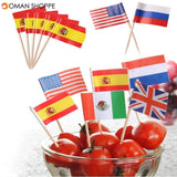 Honana 50 Pcs/Lot Mini Flag Fruit Toothpick Paper Flag Food Picks Cake Toothpicks Cupcake Fruit Sticks World-Cup Party Christmas Decoration