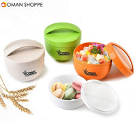 Honana 800mL Round Wheat Fiber Lunch Box Portable Eco Friendly Healthy Food Container Tote 