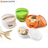 Honana 800mL Round Wheat Fiber Lunch Box Portable Eco Friendly Healthy Food Container Tote 