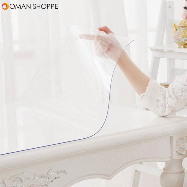 Honana PVC Transparent Soft Glass Crystal Plate Plastic Frosted Tablecloth Waterproof PVC Table Mat Transparent Household Waterproof Tablecloth PVC Table Mat Crystal Board