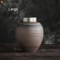 Japanese Style Ceramic Gilt Tea Jar Retro Handmade Screw Thread Storage Jars Double Self Priming Sealed Jar