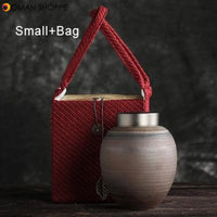 Japanese Style Ceramic Gilt Tea Jar Retro Handmade Screw Thread Storage Jars Double Self Priming Sealed Jar