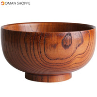 Japanese Style Wooden Bowl Soup Salad Rice Noodles Bowls Natural Fruit Bowl Ice Cream Bowls Solid Wood Tableware Kitchen Utensil