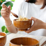 Japanese Style Wooden Bowl Soup Salad Rice Noodles Bowls Natural Fruit Bowl Ice Cream Bowls Solid Wood Tableware Kitchen Utensil