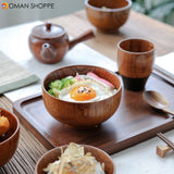 Japanese Style Wooden Bowl Soup Salad Rice Noodles Bowls Natural Fruit Bowl Ice Cream Bowls Solid Wood Tableware Kitchen Utensil