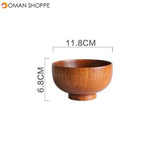 Japanese Style Wooden Bowl Soup Salad Rice Noodles Bowls Natural Fruit Bowl Ice Cream Bowls Solid Wood Tableware Kitchen Utensil