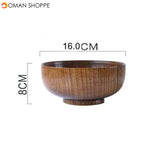 Japanese Style Wooden Bowl Soup Salad Rice Noodles Bowls Natural Fruit Bowl Ice Cream Bowls Solid Wood Tableware Kitchen Utensil