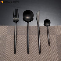 KCASA FL2 4 Pieces Food Grade 304 Stainless Steel Flatware Set Matte Dinnerware Cutlery Tableware 