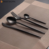 KCASA FL2 4 Pieces Food Grade 304 Stainless Steel Flatware Set Matte Dinnerware Cutlery Tableware 