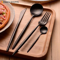 KCASA FL2 4 Pieces Food Grade 304 Stainless Steel Flatware Set Matte Dinnerware Cutlery Tableware 