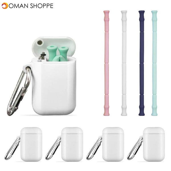 KCASA Foldable Silicone Straw Set Food-Grade Silicone Straw With Straw Brush Easy-To-Clean Straw Box Set Portable Drinkware