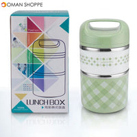 KCASA KC-BCH07 2 Layers Portable Insulation Lunch Box Stainless Steel Thermal Bento Food Container