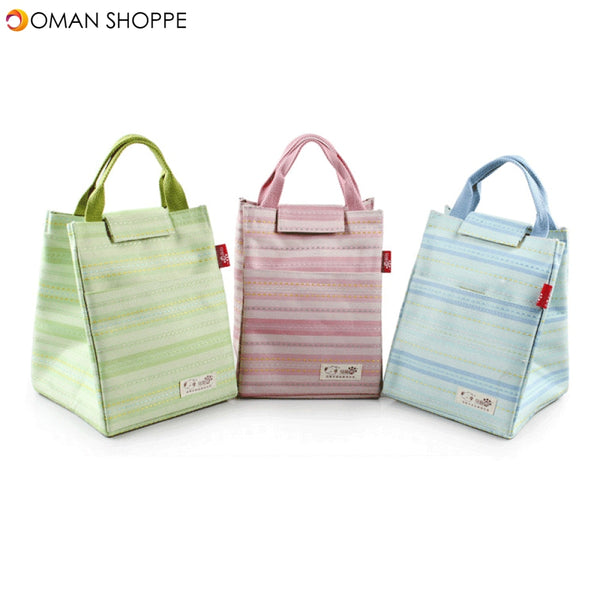 KCASA KC-CB02 Oxford Large Capacity Lunch Tote Bag Travel Picnic Fashion Stripe Bento Food Organizer