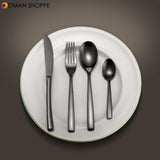 KCASA KC-FL200 Stainless Steel Black Gold Flatware Dinnerware Cutlery Fork Knife Spoon Tableware Set