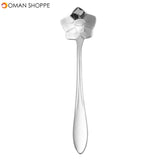 KCASA KC-FS02 Silver Stainless Steel Flower Shape Coffee Sugar Spoon Tea Spoon Ice Cream Tableware