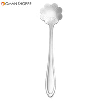 KCASA KC-FS02 Silver Stainless Steel Flower Shape Coffee Sugar Spoon Tea Spoon Ice Cream Tableware