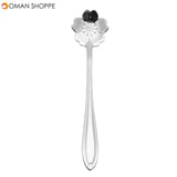 KCASA KC-FS02 Silver Stainless Steel Flower Shape Coffee Sugar Spoon Tea Spoon Ice Cream Tableware