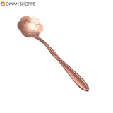 KCASA KC-FS03 Rose Gold Flower Shape Stainless Steel Coffee Sugar Spoon Scoop Tea Spoon Tableware 