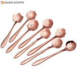 KCASA KC-FS03 Rose Gold Flower Shape Stainless Steel Coffee Sugar Spoon Scoop Tea Spoon Tableware 