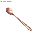 KCASA KC-FS03 Rose Gold Flower Shape Stainless Steel Coffee Sugar Spoon Scoop Tea Spoon Tableware 