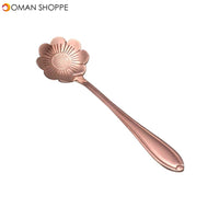 KCASA KC-FS03 Rose Gold Flower Shape Stainless Steel Coffee Sugar Spoon Scoop Tea Spoon Tableware 