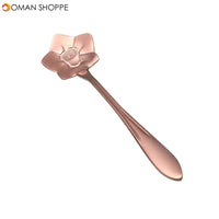 KCASA KC-FS03 Rose Gold Flower Shape Stainless Steel Coffee Sugar Spoon Scoop Tea Spoon Tableware 