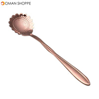 KCASA KC-FS03 Rose Gold Flower Shape Stainless Steel Coffee Sugar Spoon Scoop Tea Spoon Tableware 