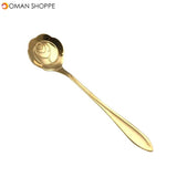 KCASA KC-FS04 Gold Flower Shape Stainless Steel Coffee Sugar Spoon Tea Spoon Ice Cream Tableware