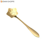 KCASA KC-FS04 Gold Flower Shape Stainless Steel Coffee Sugar Spoon Tea Spoon Ice Cream Tableware