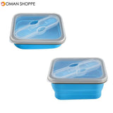 KCASA KC-FY02 Collapsible Silicone Lunch Box BPA Free Foldable Bento Food Container With Tableware