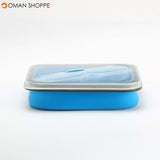 KCASA KC-FY02 Collapsible Silicone Lunch Box BPA Free Foldable Bento Food Container With Tableware