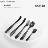 KCASA KC-HF5 High-end 420 Stainless Steel 5 Pieces Flatware Set Meniscus Design Dinnerware Set With Strong OPP Protective Bag