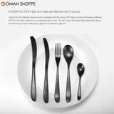 KCASA KC-HF5 High-end 420 Stainless Steel 5 Pieces Flatware Set Meniscus Design Dinnerware Set With Strong OPP Protective Bag