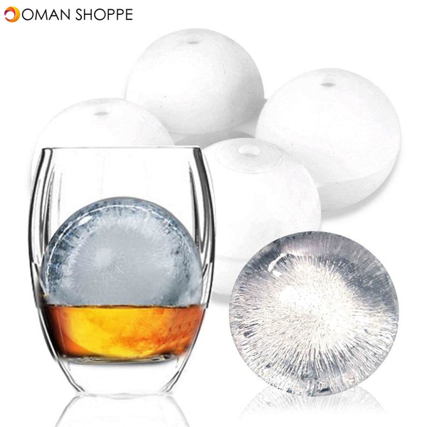 KCASA KC-IM01 4 Spherical Round Silicone Ice Lattice Cube Mold Maker Tray Whiskey Cocktail Party