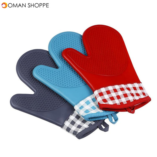 KCASA KC-PG06 1Pcs Silicone Cotton Oven Mitts Microwave Oven BBQ Heat Resistant Pot Holder Gloves