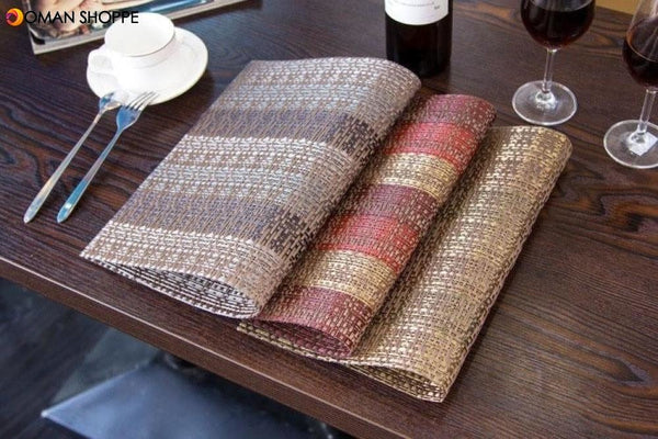 KCASA Placemat Fashion Pvc Dining Table Mat Disc Pads Bowl Pad Coasters Waterproof Table Cloth Pad Slip-Resistant Pad Crossweave Woven Vinyl Placemat