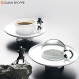 KISS KISS FISH UFO Flying Stack Cup Set Creative Fun Home Drinking Tools Ceramic Cup Set With Plate From Xiaomi Youpin