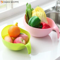 Kitchen Accessories Rice Bowl Drain Basket Fruit Bowl Washing Drain Basket with Handle Washing Basket Home Kitchen Organizer