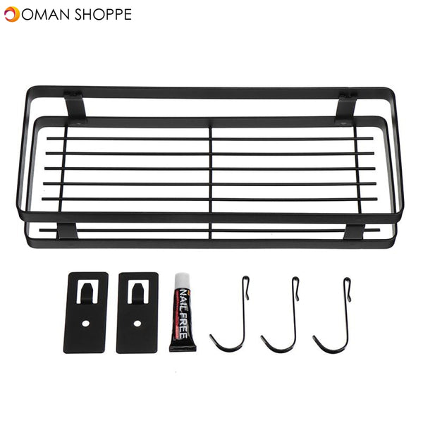 Kitchen Bathroom Rack Hanging Basket Black Stainless Steel Paint Storage Shelf Kitchen Storage Rack