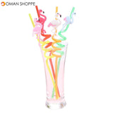 Kitchen Drinking Straw 4Pcs Creative Flamingo Straw Drink Straws Pvc Soft Cartoon Straws