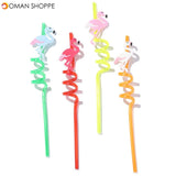 Kitchen Drinking Straw 4Pcs Creative Flamingo Straw Drink Straws Pvc Soft Cartoon Straws