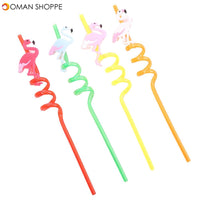 Kitchen Drinking Straw 4Pcs Creative Flamingo Straw Drink Straws Pvc Soft Cartoon Straws