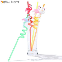 Kitchen Drinking Straw 4Pcs Creative Flamingo Straw Drink Straws Pvc Soft Cartoon Straws