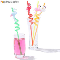 Kitchen Drinking Straw 4Pcs Creative Flamingo Straw Drink Straws Pvc Soft Cartoon Straws