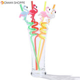 Kitchen Drinking Straw 4Pcs Creative Flamingo Straw Drink Straws Pvc Soft Cartoon Straws