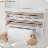 Kitchen Wrap Film Storage Rack with Cutter Aluminum Foil Barbecue Paper Rack Towel Rack Towel Kitchen Storage Rack