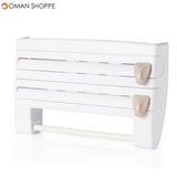 Kitchen Wrap Film Storage Rack with Cutter Aluminum Foil Barbecue Paper Rack Towel Rack Towel Kitchen Storage Rack