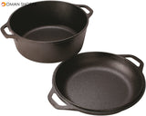 Lodge 5 Quart Cast Iron Double Dutch Oven Black L8Dd3