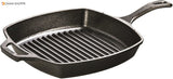 Lodge Cast Iron 10.5-inch Square Grill Pan, Black